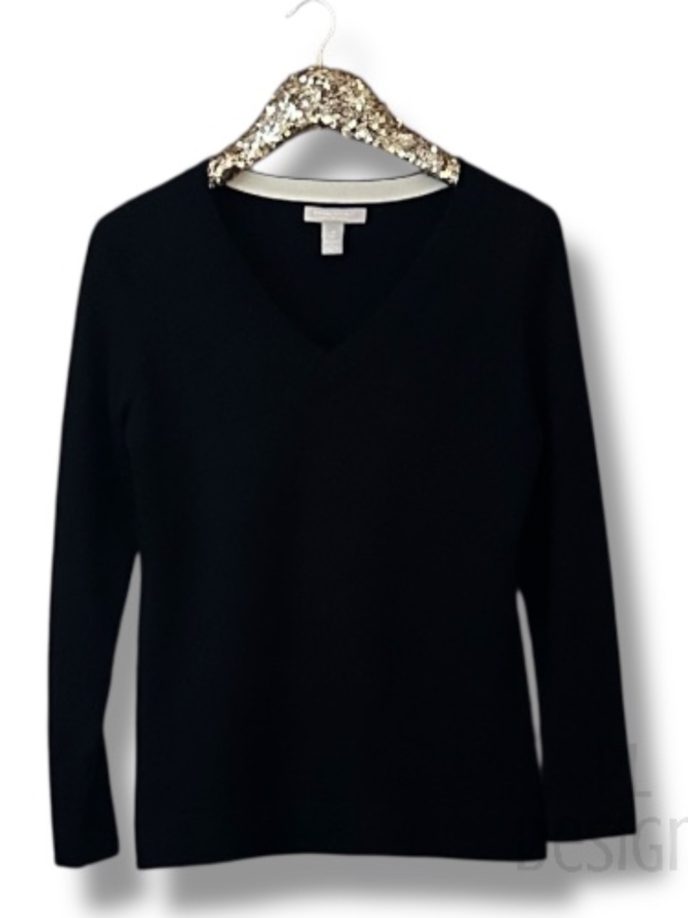 Banana Republic Sweater Black V-Neck Merino Wool Size Medium